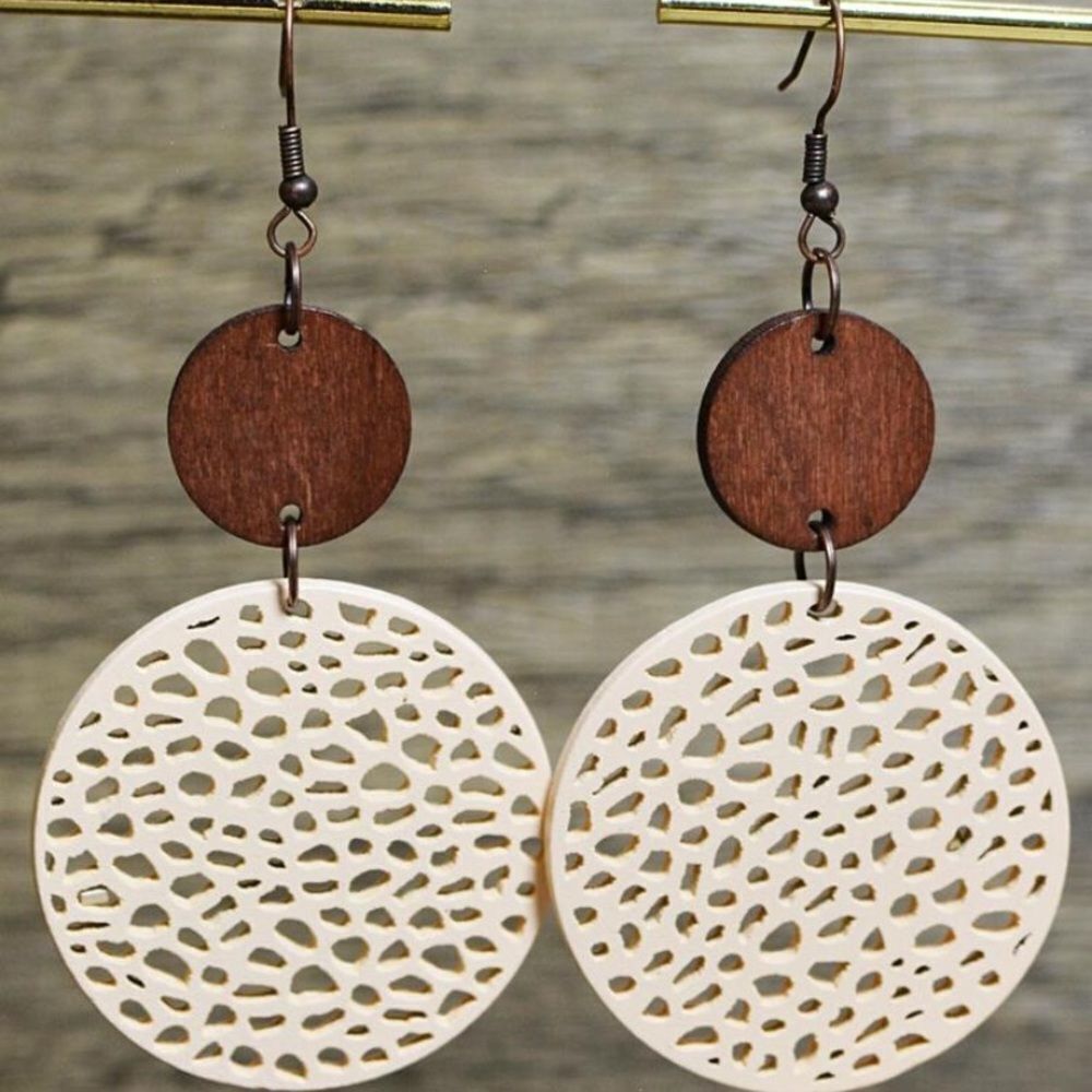 3for$20 1pair Fashion Wooden Hollow Out Drop Earrings For Women